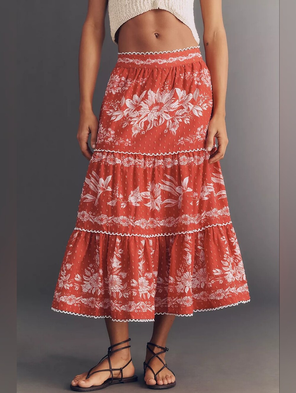 Farm Rio Tiered Floral Maxi Skirt Size S
